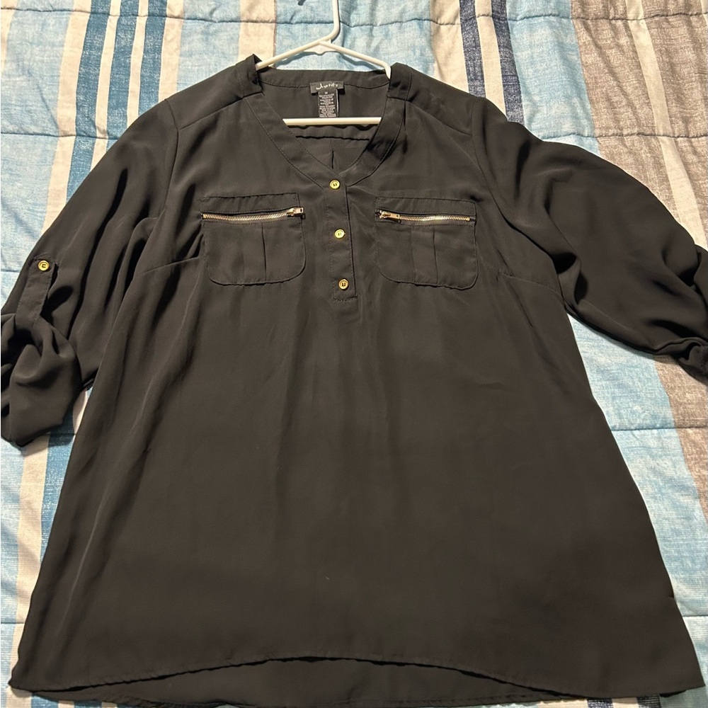 Justify Gray 3/4 Sleeve Boxy Blouse - Picture 3 of 4